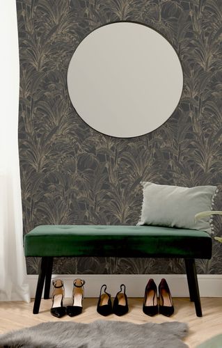 Non-Woven Wallpaper Jungle Black Gold Metallic A51403