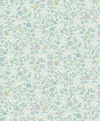 Non-Woven Wallpaper Floral Green Pink Blue JS3102