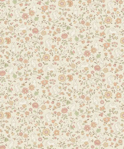 Non-Woven Wallpaper Floral Beige Orange Red JS3103