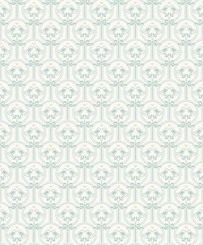 Non-Woven Wallpaper Birds White Green Gold Metallic JS3202