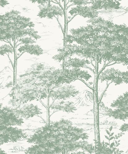 Non-woven wallpaper nature forest cream green MN3009