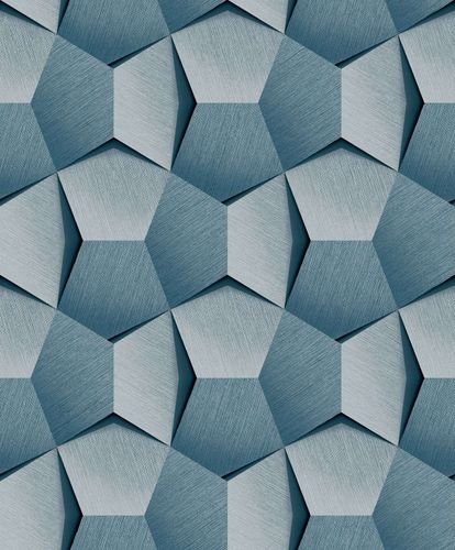 Non-Woven Wallpaper Geometric Blue Silver Metallic A54603