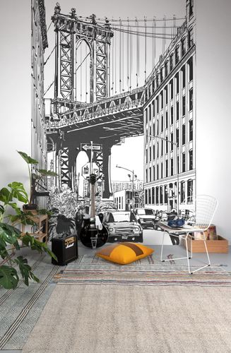 Digital Print New York Houses White Black ML3601