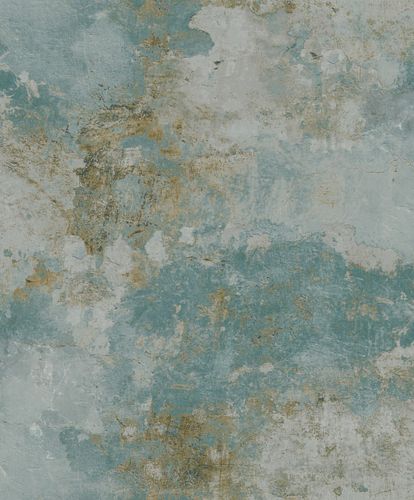 Non-woven wallpaper plaster used look blue beige A63103