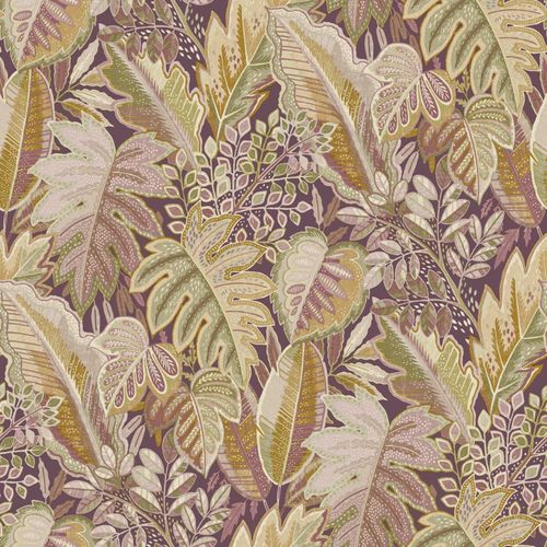 Non-Woven Wallpaper Jungle Purple Beige Green A58401