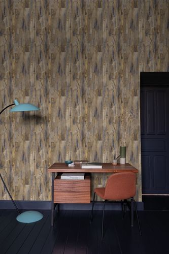 Non-woven wallpaper wood look brown beige blue A62802