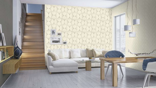 Rasch non-woven wallpaper art deco cream metallic 608229