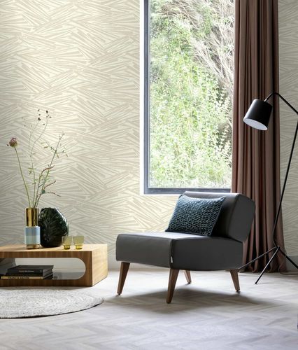 Rasch non-woven wallpaper lines cream metallic 608328