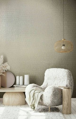 Non-woven wallpaper lines beige brown metallic 34505