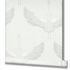 Non-woven wallpaper fabric look crane white metallic 34528 4