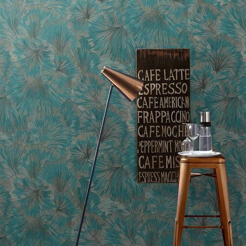 Wallpaper Guido Maria Kretschmer flowers petrol copper