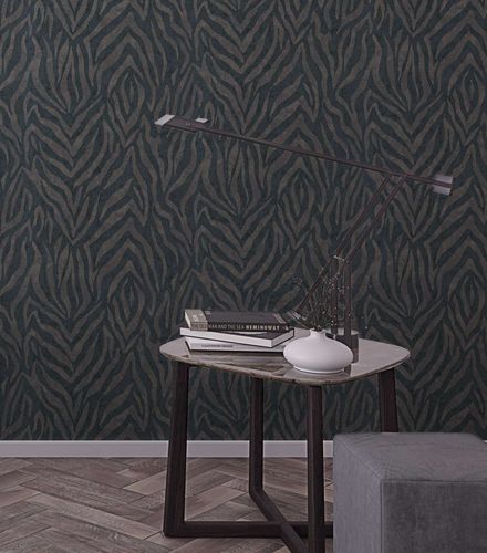 Non-woven wallpaper GZSZ fur zebra black bronze 34817