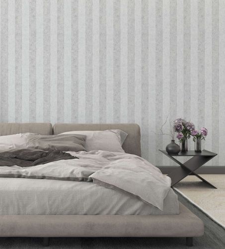 Non-woven wallpaper GZSZ pattern stripes light grey 34819