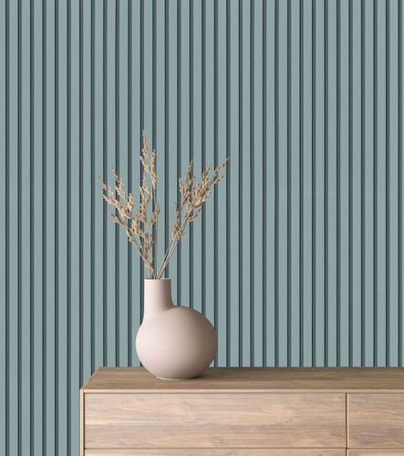 Non-woven wallpaper GZSZ wood panels blue petrol 34830