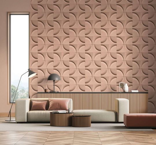 Non-woven wallpaper stucco element 3D effect brown 34467