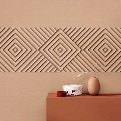 Non-woven wallpaper 3D effect diamond beige brown 34483