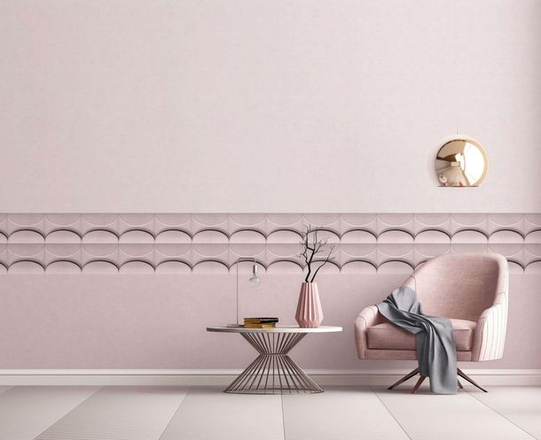 Non-woven wallpaper graphic 3D effect pink grey 34487