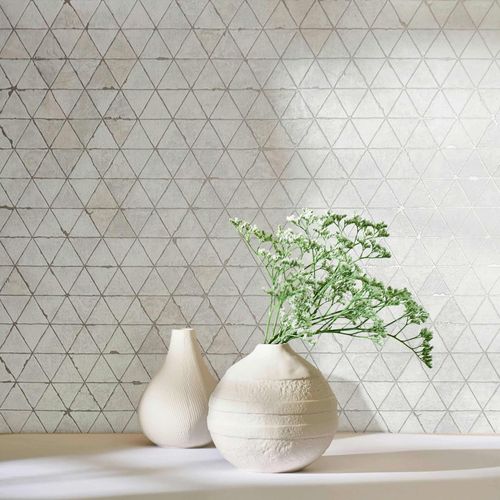 Non-woven wallpaper mosaic cream bronze metallic 82424