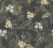 Non-woven wallpaper leaves flowers black green 39424-4 2