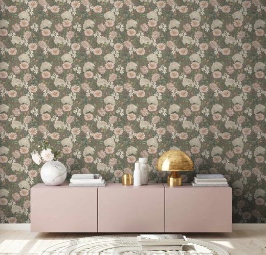 Vliestapete Vintage Floral Blumen Lila Grün 39426-3 Zimmer