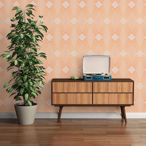 Non woven wallpaper Lines Graphics Beige Orange 39532-3