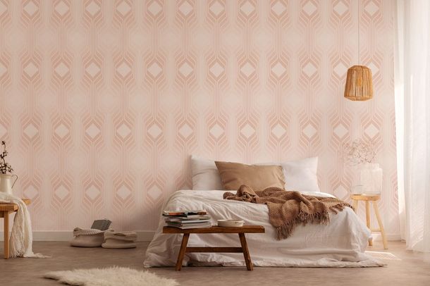 Non woven wallpaper lines Graphics Rosa cream 39532-5