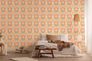 Non woven wallpaper waves retro apricot green 39539-4 1