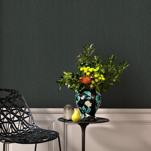 Non-woven wallpaper grain black metallic 10291-15