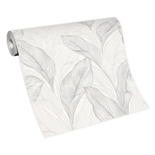 Vliestapete Floral Weiß Silber Metallic 10282-31