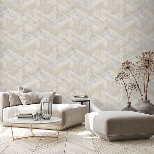 Non-woven wallpaper graphic beige grey metallic 10353-11