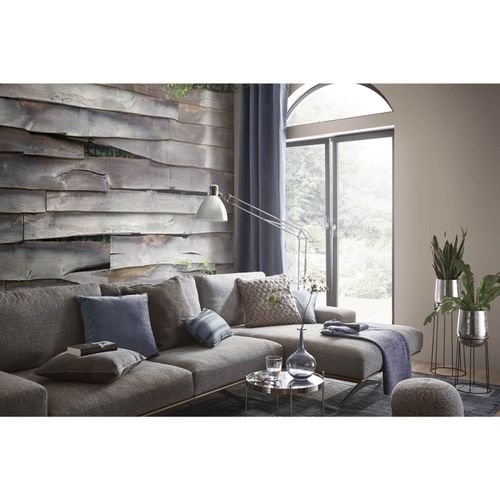 Photo wallpaper boards leaves wood look gray 2228-10