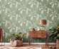 Non-woven wallpaper leaves textile look green white 39647-2 1