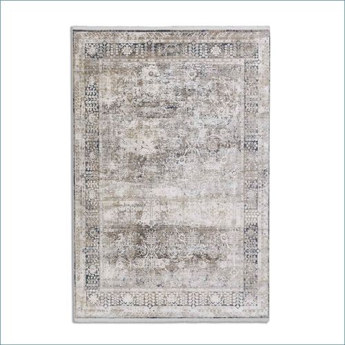 Teppich Positano Bordüre beige blau Kurzflor Astra