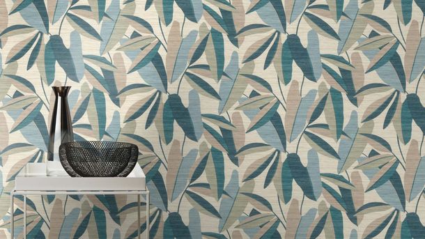 Vliestapete Rasch Holzoptik Floral Beige Blau Grün 866346