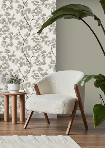 Vliestapete Rasch Blütenzweige Weiß Gold Metallic 866902 Raumbild