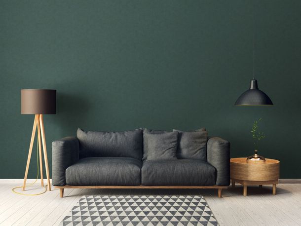 Non-woven wallpaper plain modern dark green 39341-1