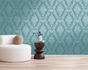 Non-woven wallpaper baroque turquoise metallic 39765-4 5