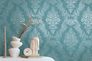 Non-woven wallpaper baroque turquoise metallic 39765-4 1