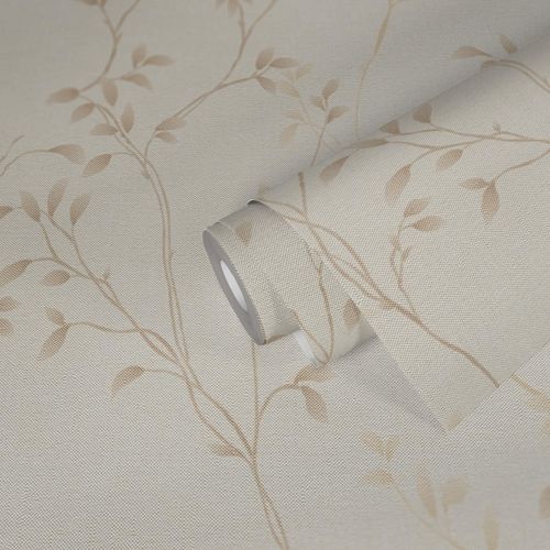 Vliestapete Blattmuster Struktur Beige Braun 39767-1 Detail