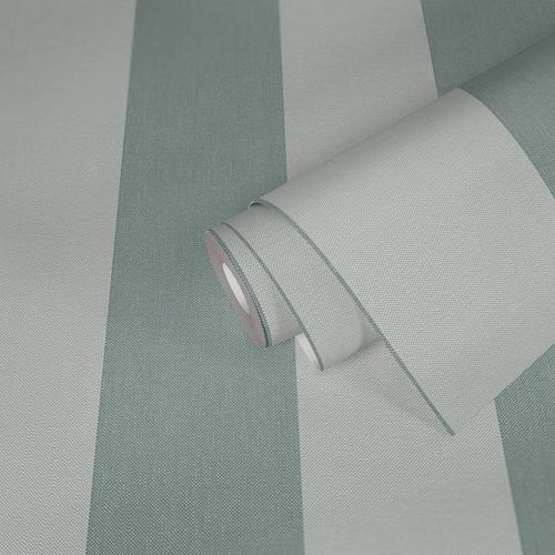 Non-woven wallpaper stripes green grey 3979-11