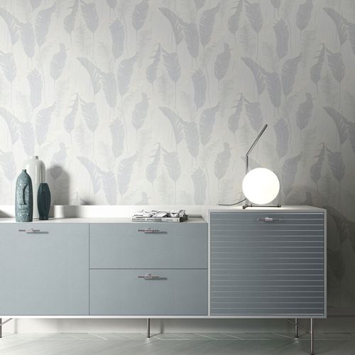 Non-woven wallpaper floral grey silver metallic 10344-31