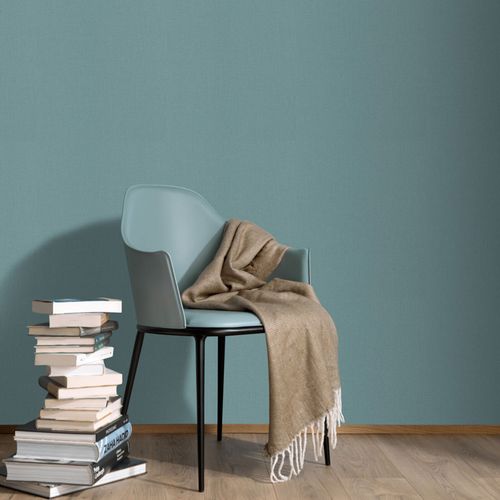 Non-woven wallpaper fabric look turquoise blue 10359-19