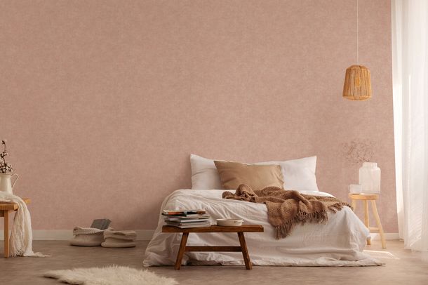 Non-woven wallpaper textile look pink brown 39566-7