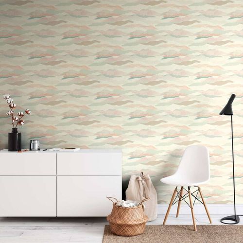 Non-woven wallpaper clouds white pink blue 39699-2