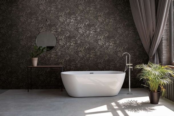 Non-woven wallpaper jungle black silver metallic 39560-6