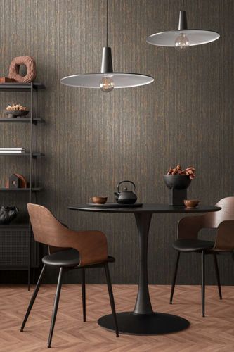 Non-woven wallpaper wood shabby black copper 39561-6