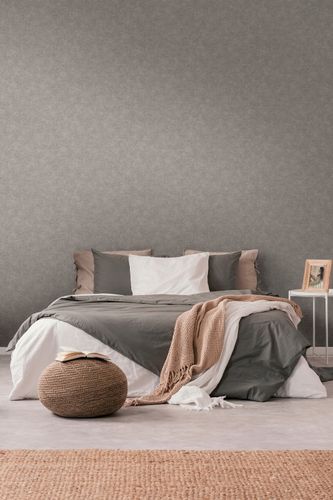 Non-woven wallpaper textile look plain grey 39566-1