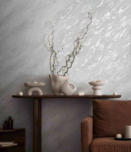 Non-woven wallpaper concrete look grey white 86524