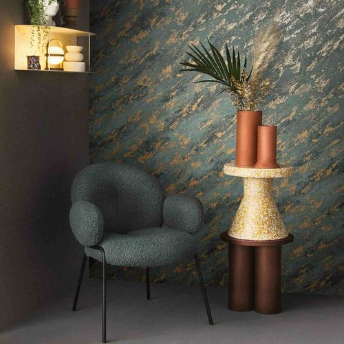 Non-woven wallpaper concrete look anthracite copper 86525