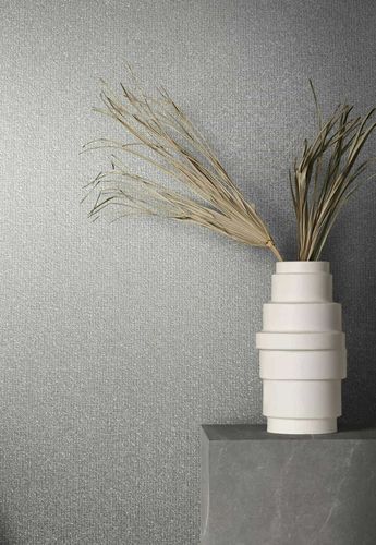 Non-woven wallpaper plain texture light grey glitter 86554